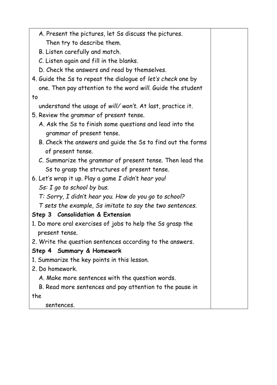 六年级上册英语教案-Unit5 What does he do-6 B check_第2页