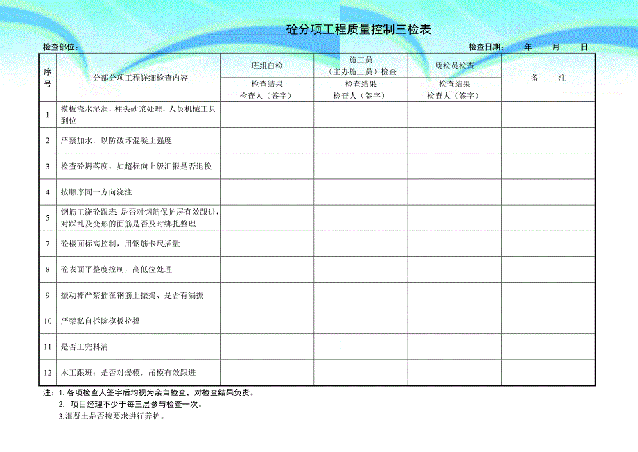 工程质量控制检查表三检表_第3页