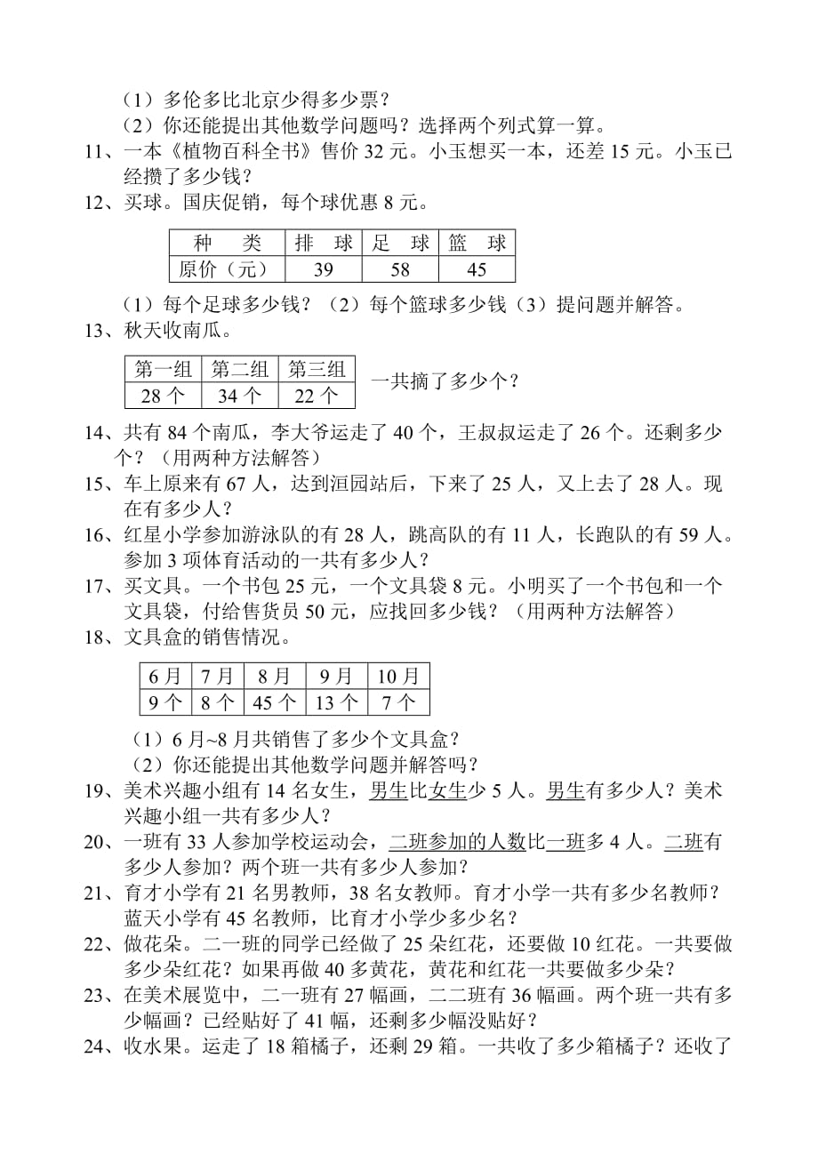 纱厂路小学数学二年级上册应用题练习_第2页