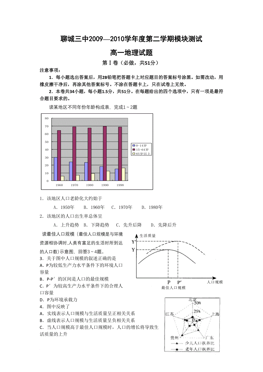 山东省09-10学年高一下学期期末考试(地理)_第1页