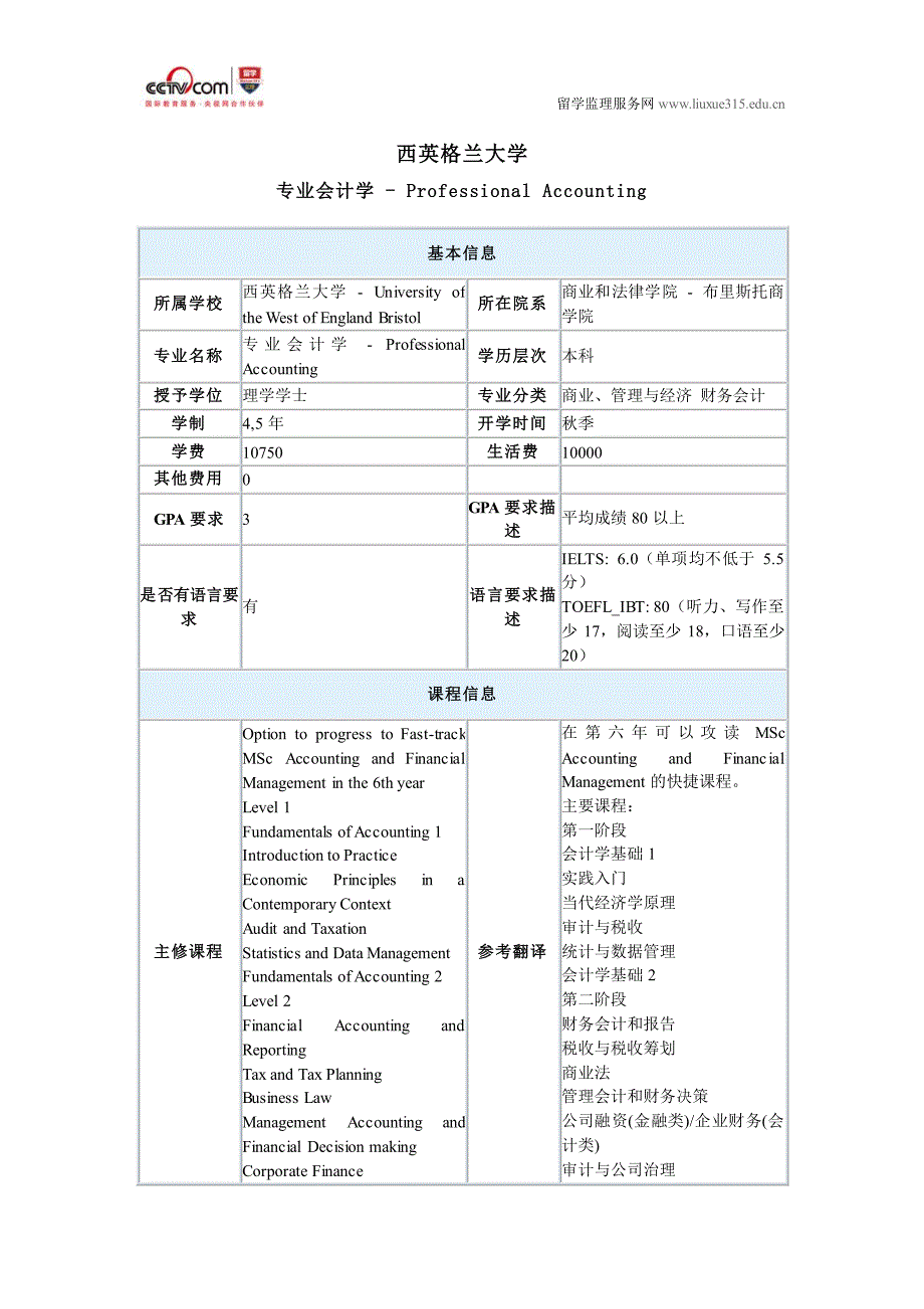 西英格兰大学专业会计学本科_第1页