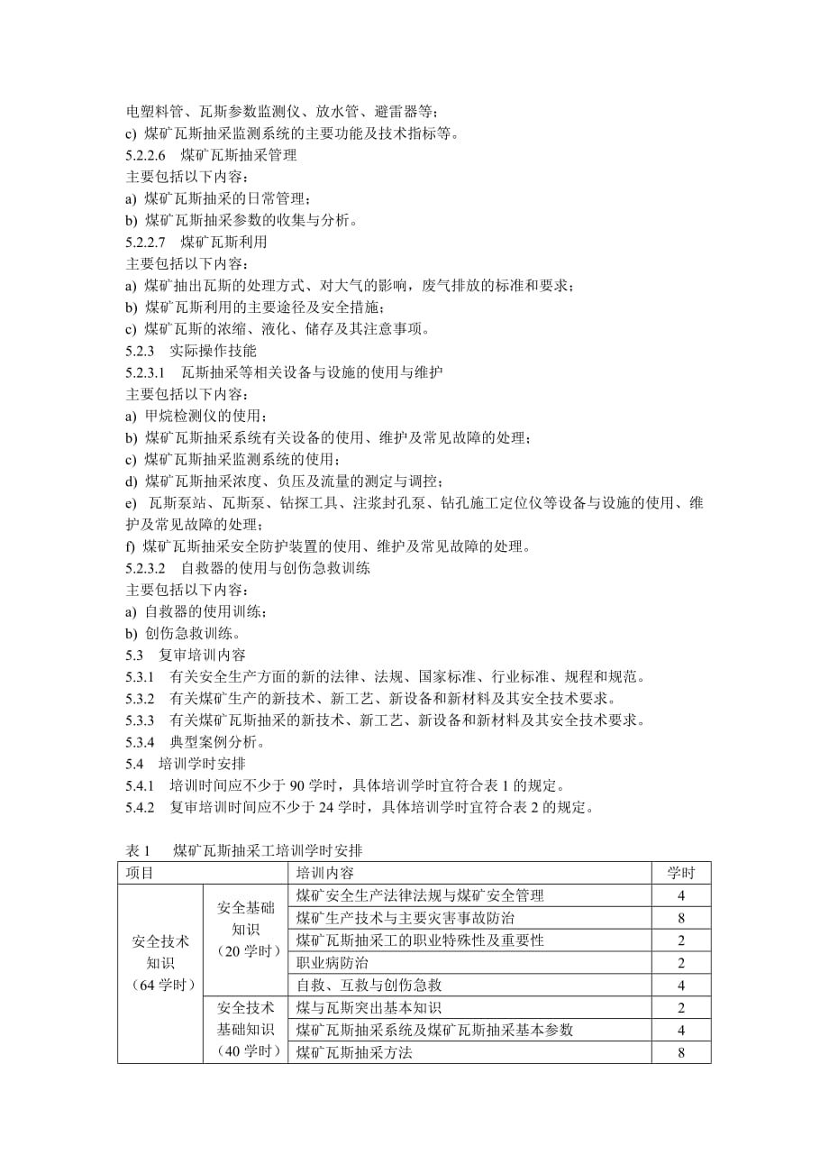 煤矿瓦斯抽采工安全专业技术培训大纲及考核标准_第3页