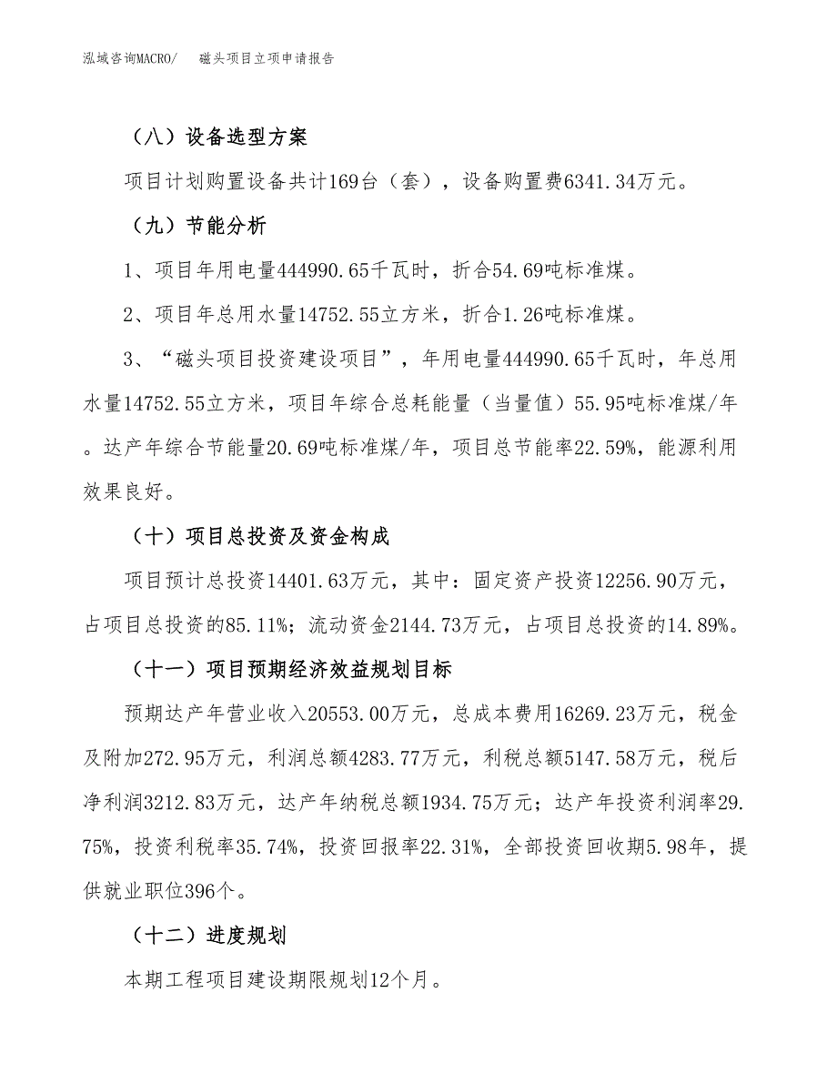 关于建设磁头项目立项申请报告模板（总投资14000万元）_第3页