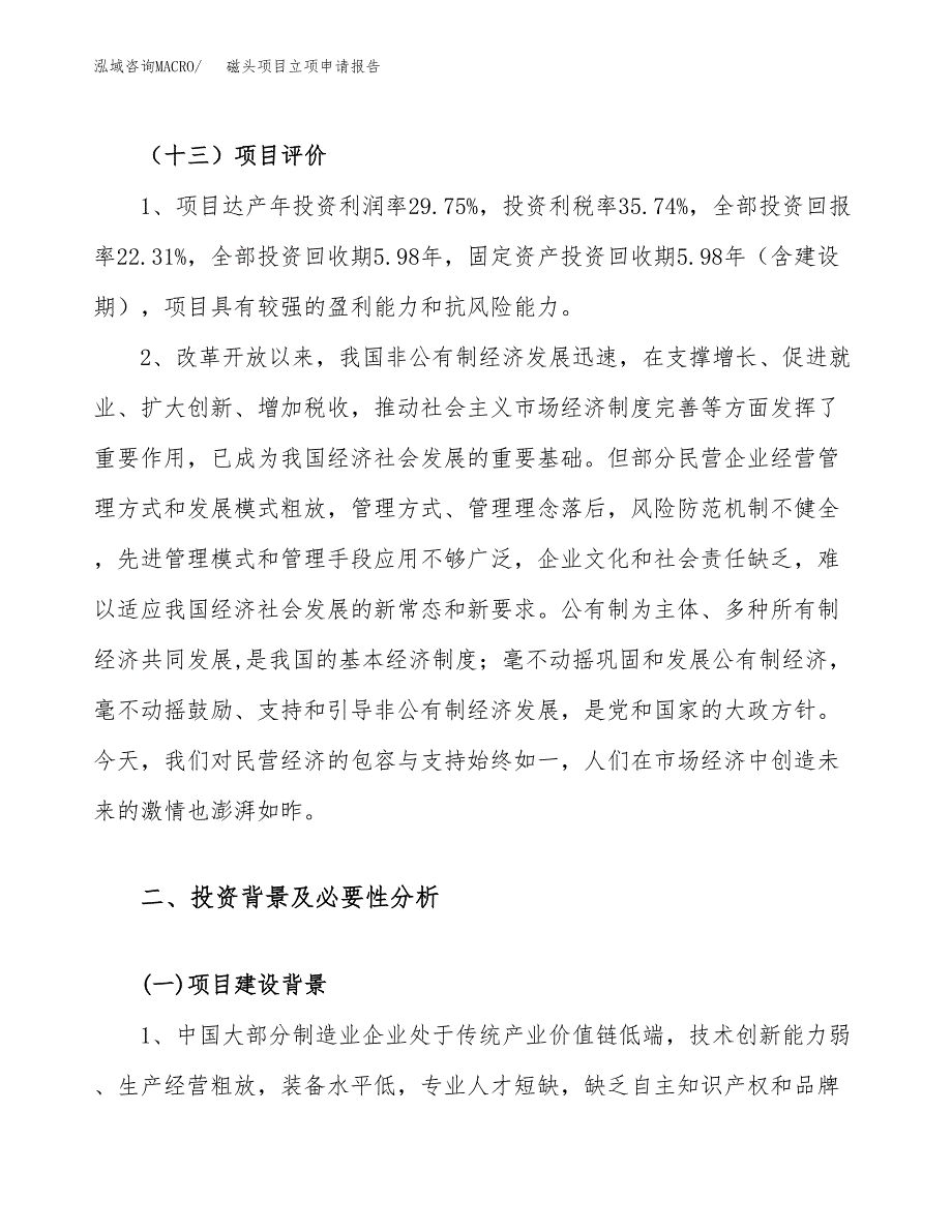 关于建设磁头项目立项申请报告模板（总投资14000万元）_第4页