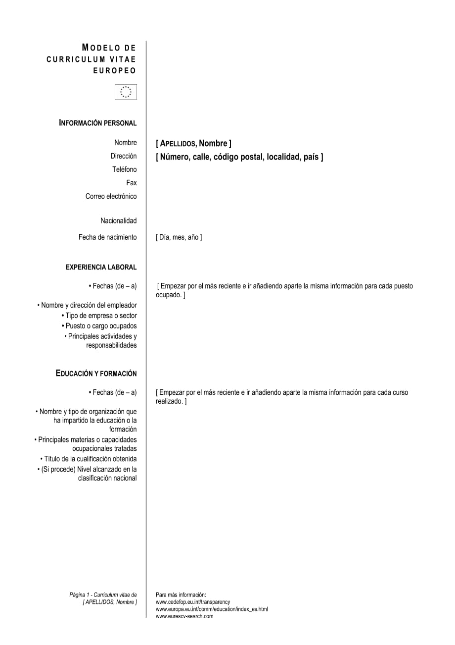 西班牙语简历模板espaamp;ntilde;ol cv model_第1页