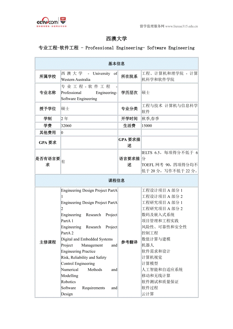 西澳大学专业工程软件工程硕士_第1页