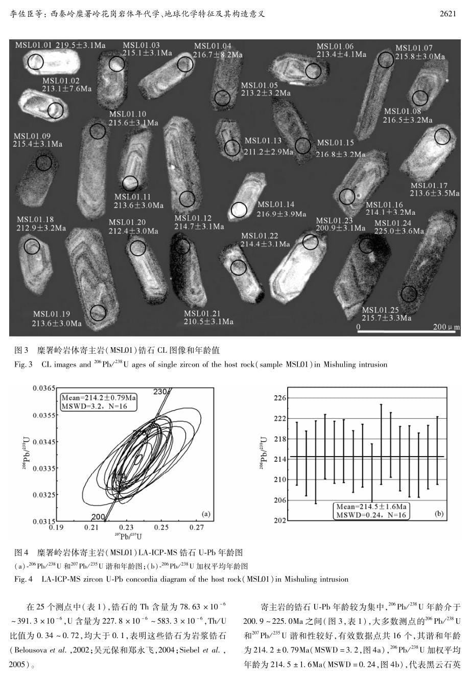 西秦岭糜署岭花岗岩体年代学、地球化学特征及其构造意义_第5页