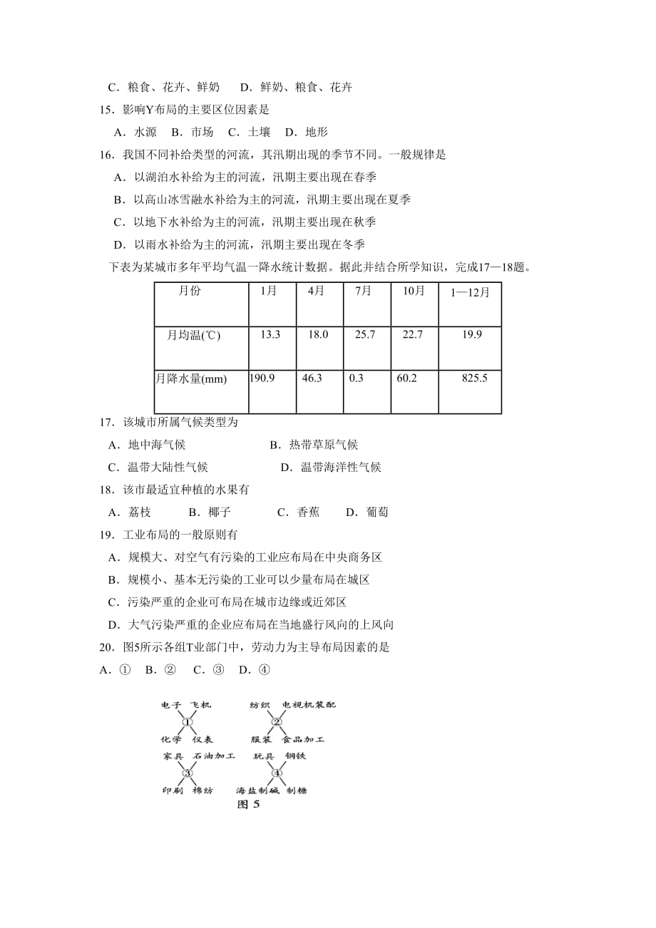 （教育精品）广东省广州市2015-2016学年高二下学期期中考试地理（理）试题_第3页