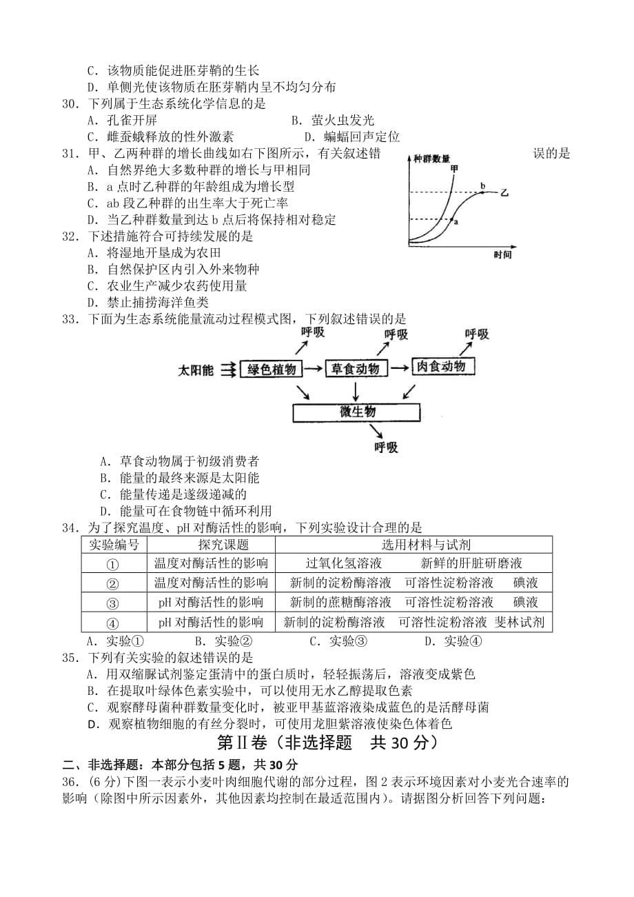 （教育精品）江苏省扬州职业高级中学2014年高二下学期学业水平测试模拟考试生物试卷_第5页