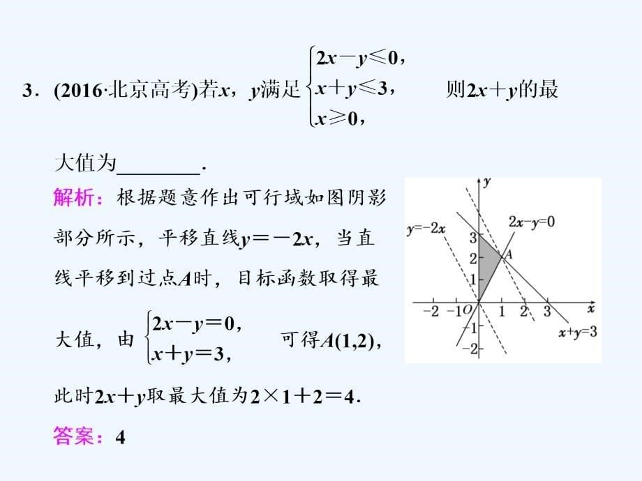 2018高考数学大一轮复习 第六章 不等式、推理与证明 第三节 二元一次不等式(组)及简单的线性规划问题 文_第5页