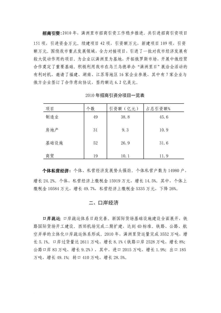 满洲里市2001-2010年国民经济和社会发展_第2页