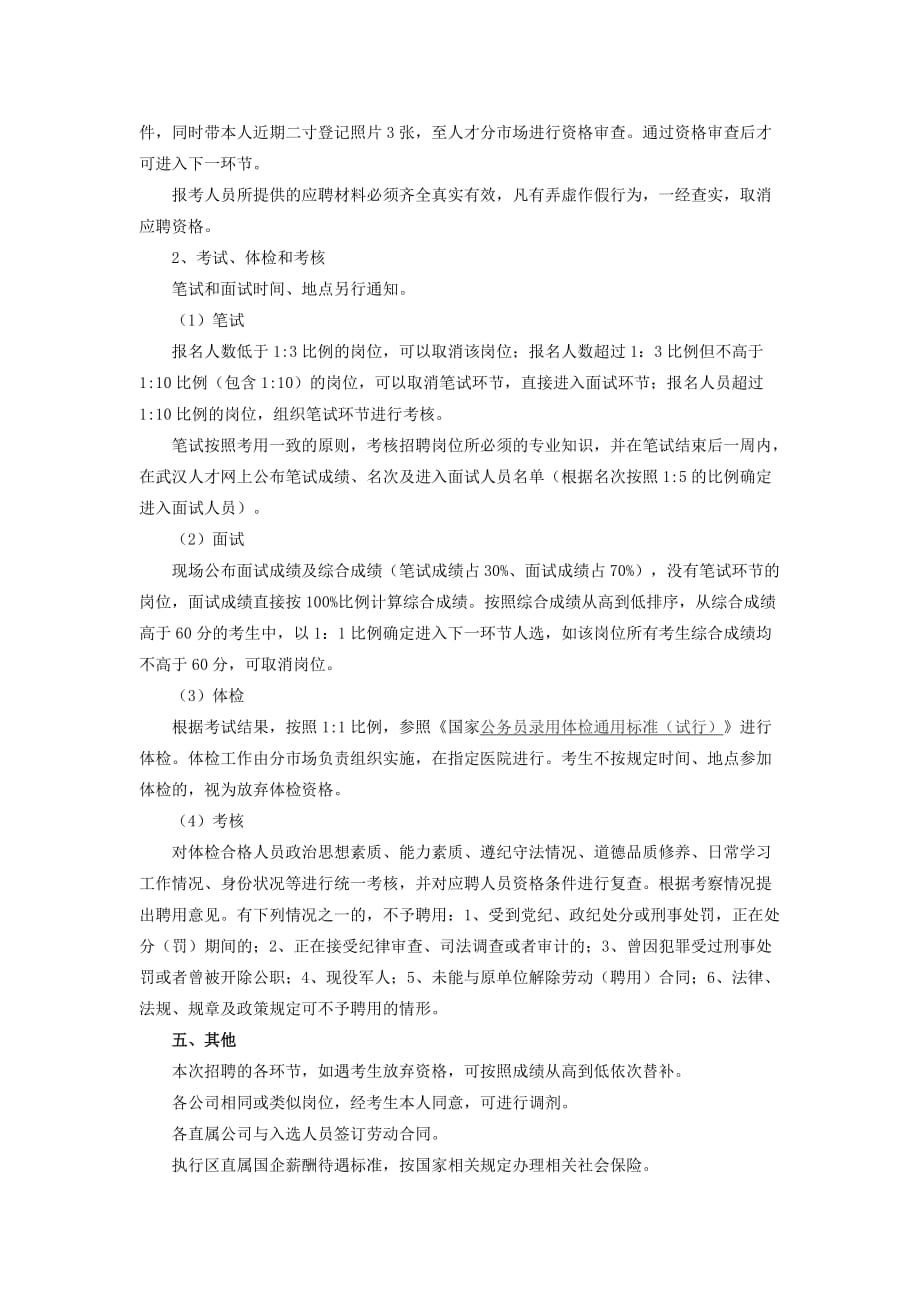 武汉经济技术开发区部分直属公司工作人员招聘启事_第2页