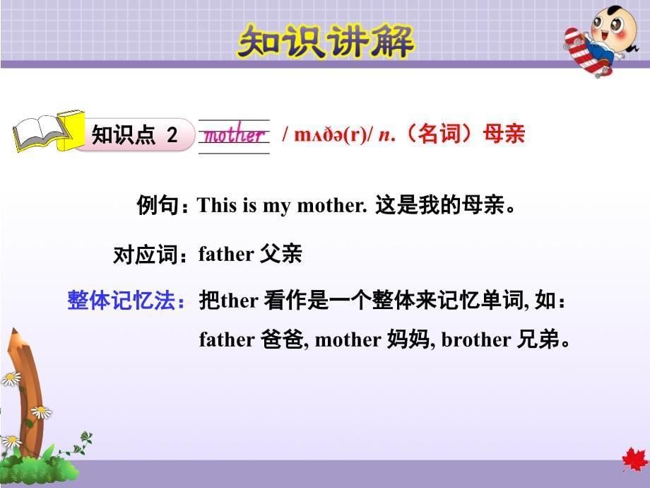 外研版小学英语三年级上册Module9 《Unit 1 This is my mother》教学课件PPT_第5页