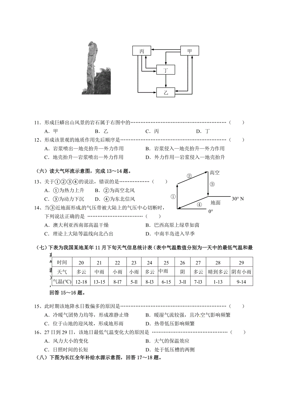 （教育精品）上海市崇明县中华高级中学2014年高三上学期期末考试地理试卷_第3页