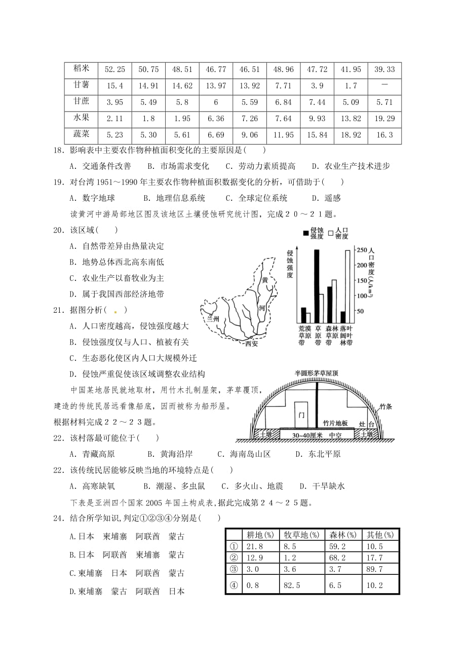 （教育精品）江西省修水县第一中学2014年高二下学期第一次月考地理试卷_第4页