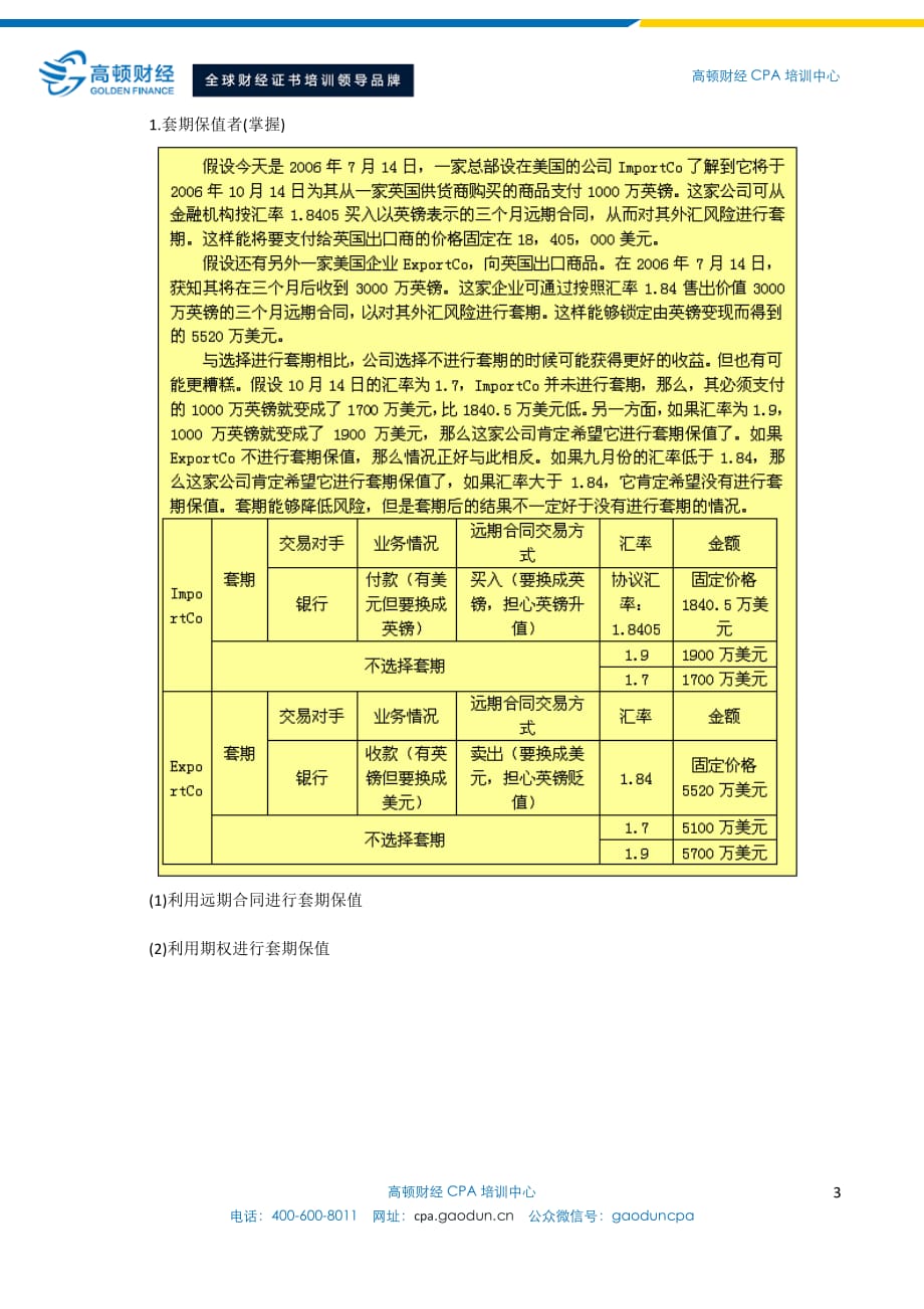 注会教材精讲-与财务风险及衍生金融工具相关的简单计算_第3页