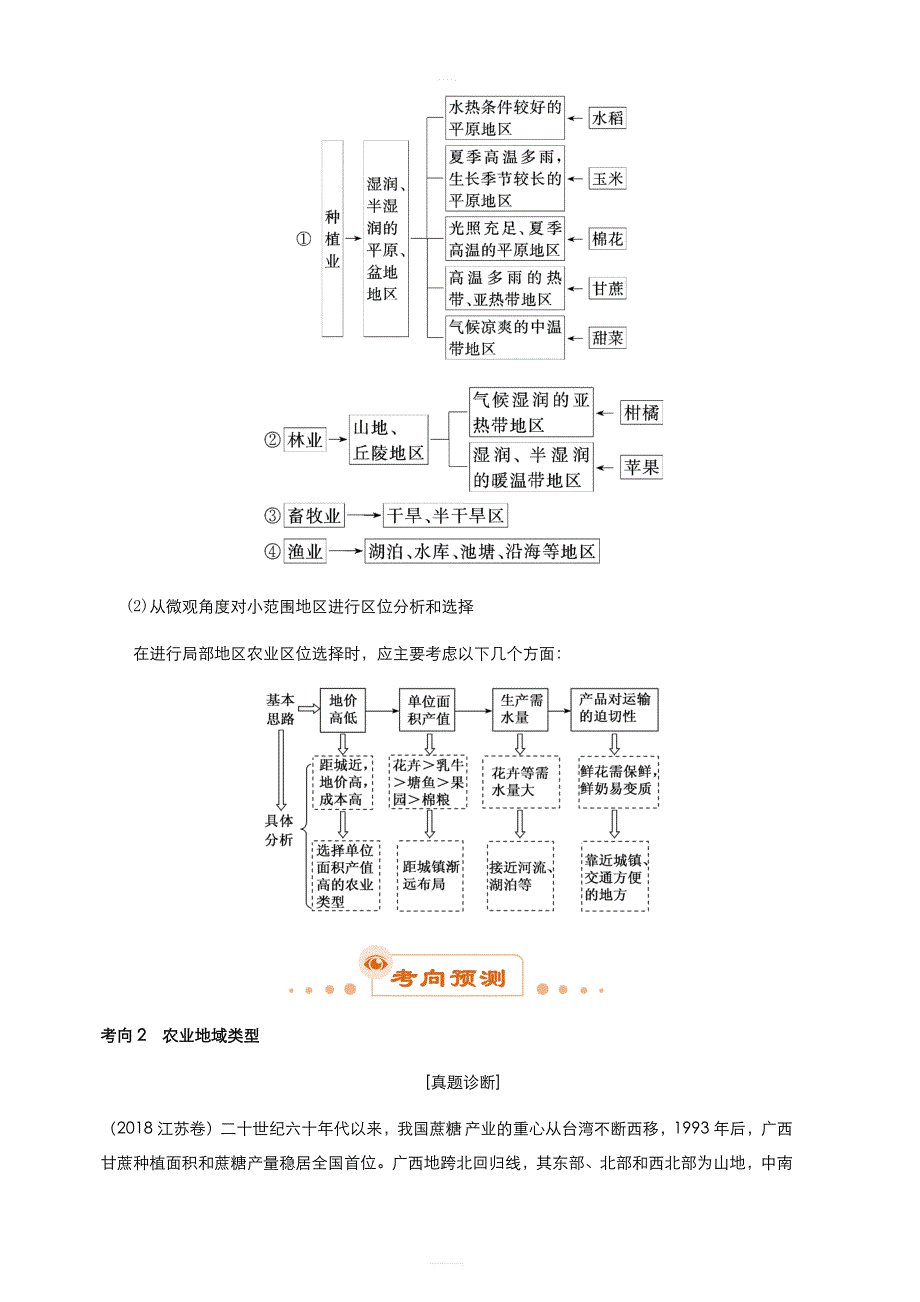 2019届高考地理二轮专题7：农业生产与农业地域（含答案）_第4页