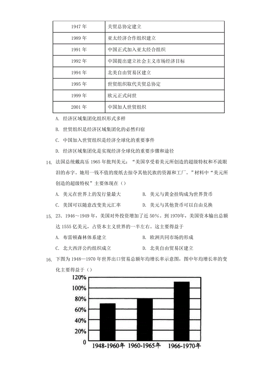 （教育精品）【基础练习】《战后资本主义世界经济体系的形成》（历史人教必修2）_第4页