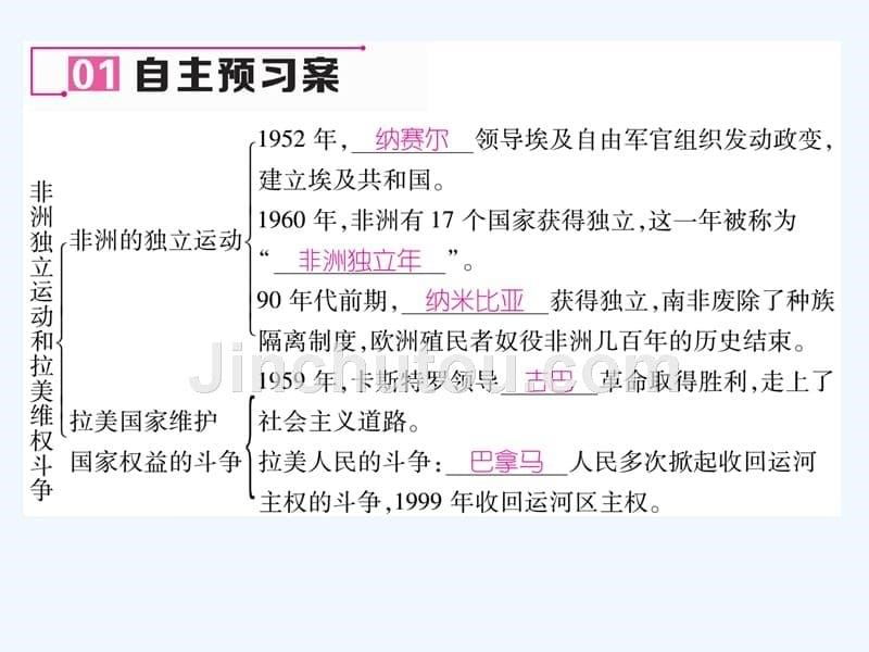 2018春九年级历史下册 第六单元 亚非拉国家的的、独立和振兴 第15课 非洲独立运动和拉美国家维护国家权益的斗争作业 岳麓版(1)_第5页