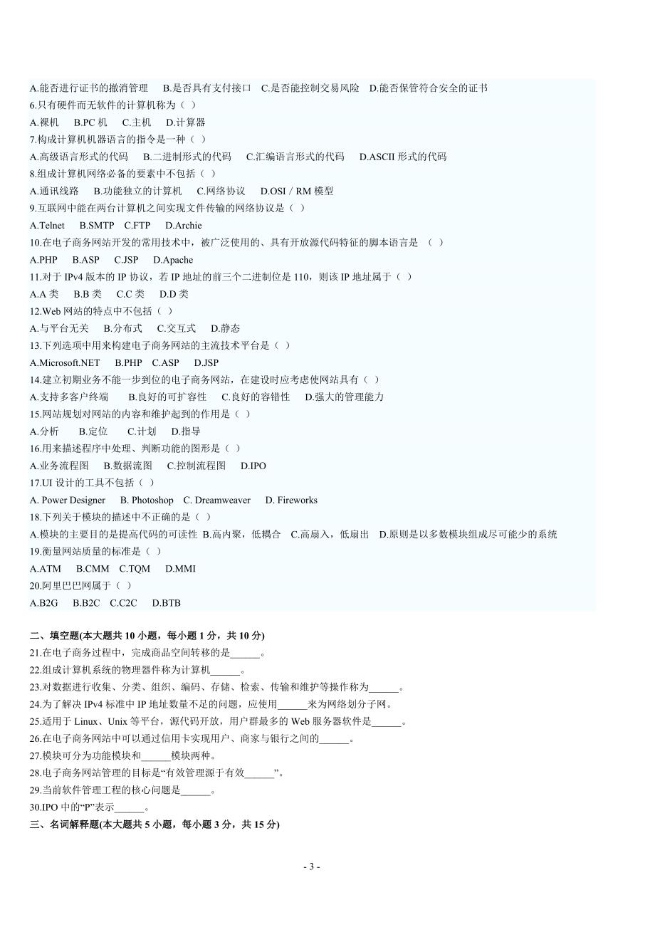 电子商务网站设计原理历年试题_第3页