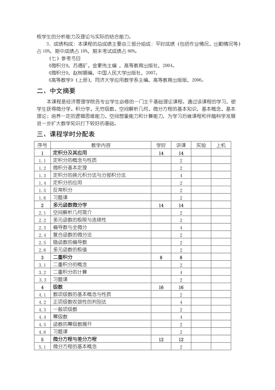 沈阳理工大学 高等数学E2课程教学大纲_第2页