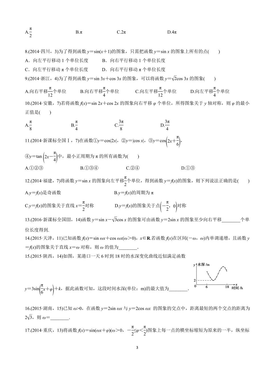 高三文科数学专题复习三角函数、解三角形_第3页