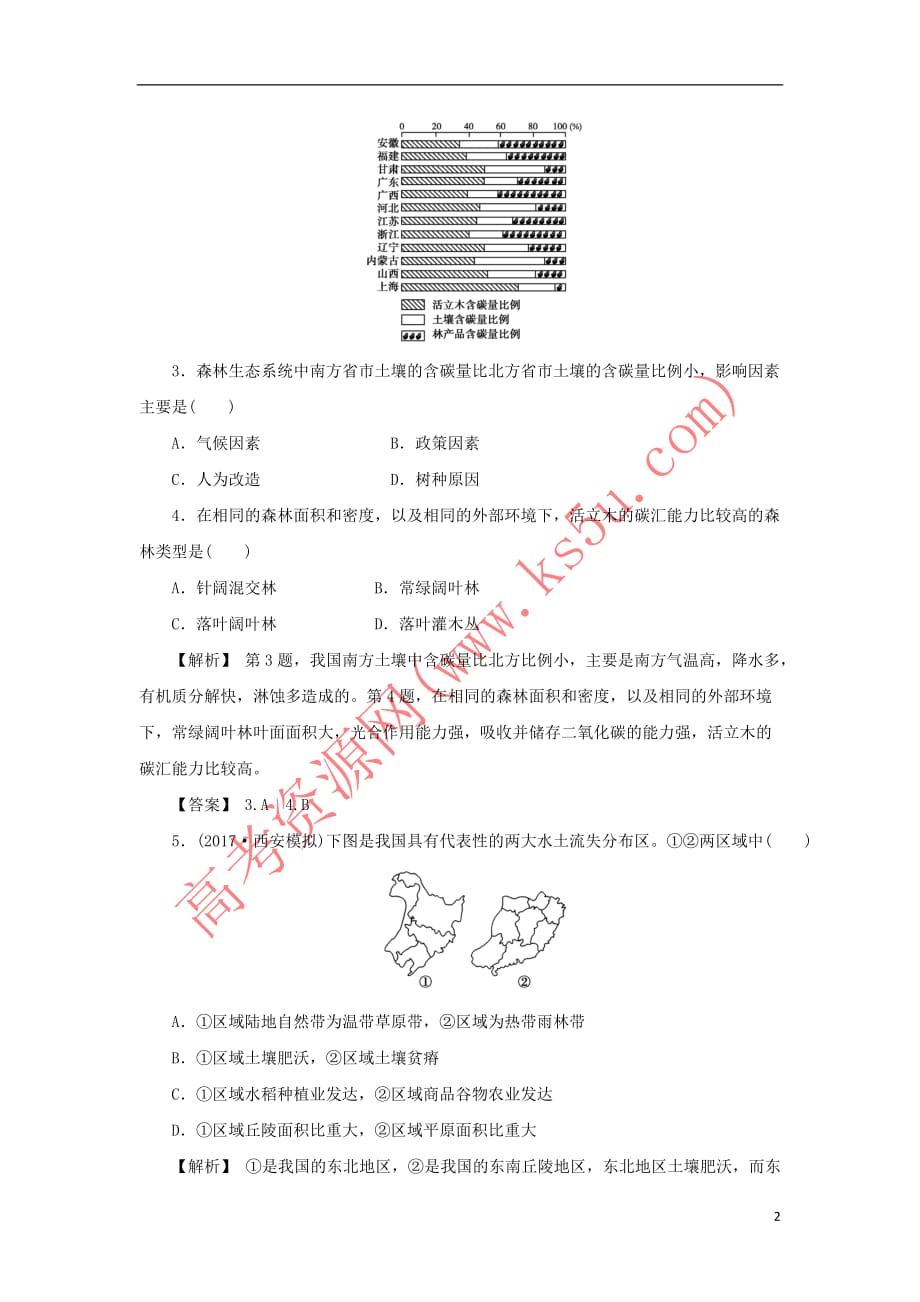 2018版高考地理总复习第十三章 区域生态环境建设课下限时集训3 新人教版必修3_第2页