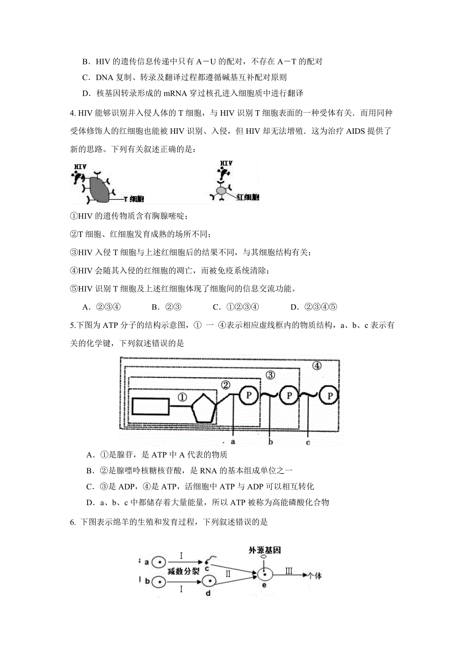 四川省成都市龙泉驿区第一中学校2017学学年高三1月月考理科综合试题（附答案）$7589.doc_第2页