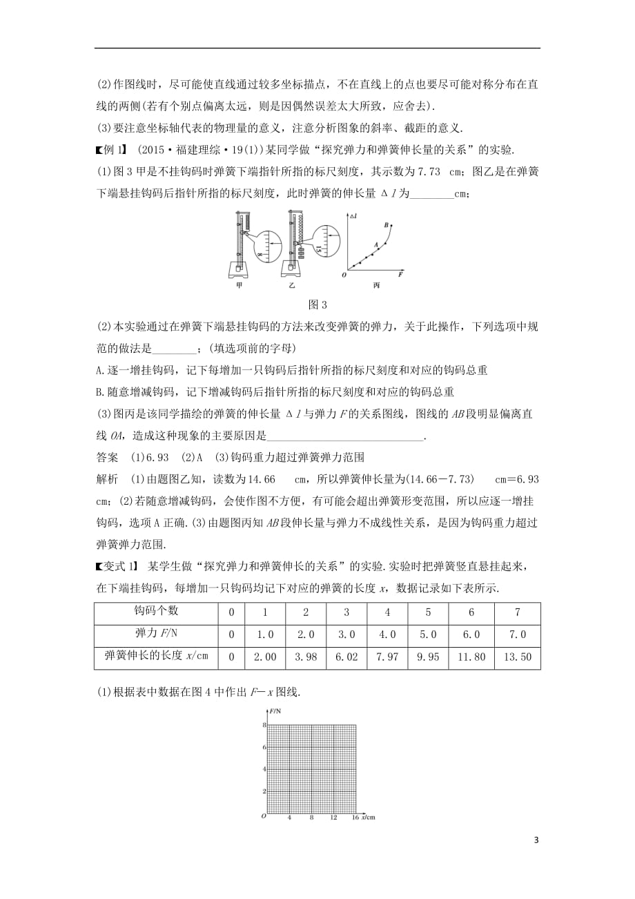 2019年度高考物理一轮复习第二章 相互作用 实验二 探究弹力和弹簧伸长的关系学案_第3页