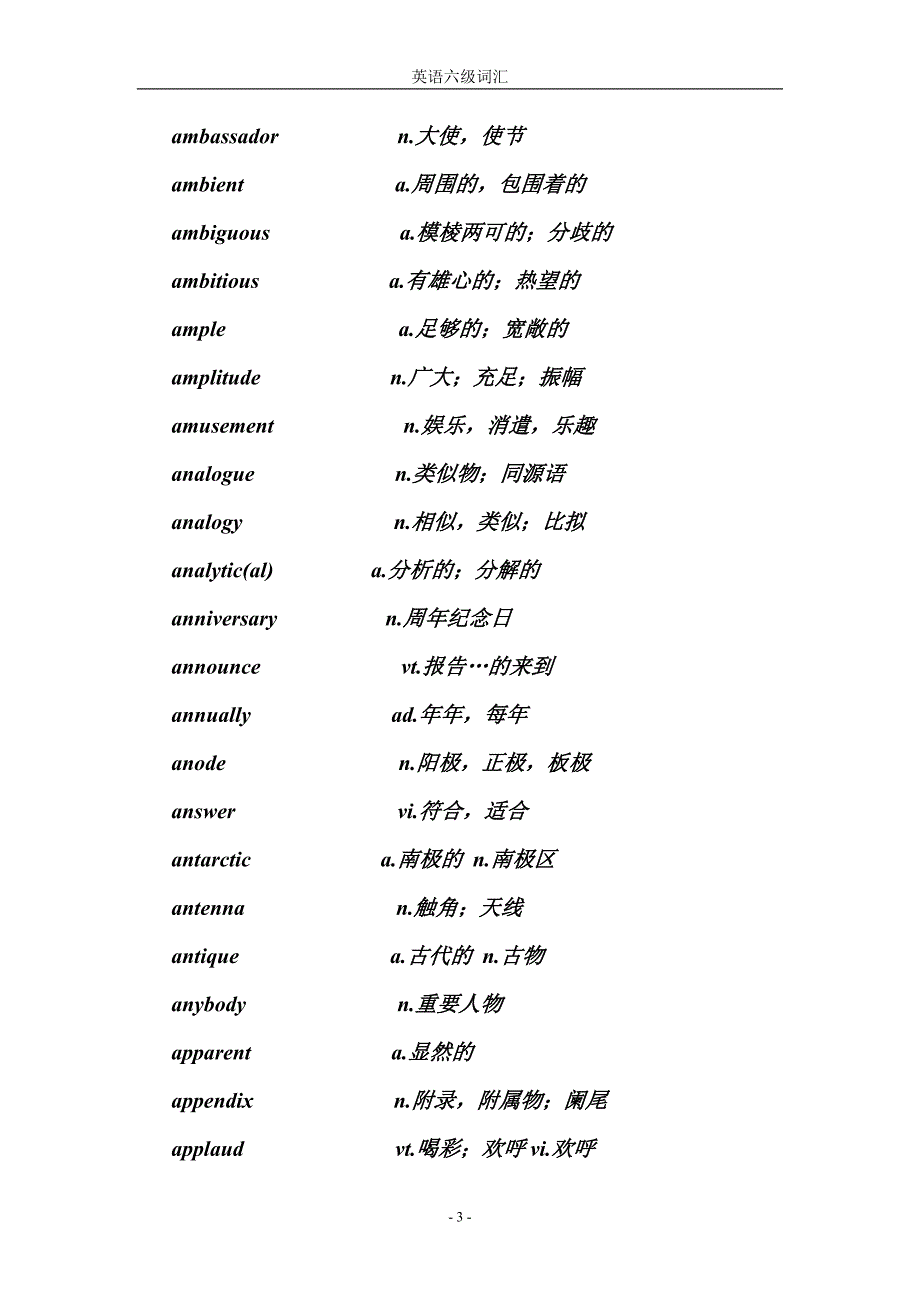 国家英语六级考试词汇表总揽new_第3页