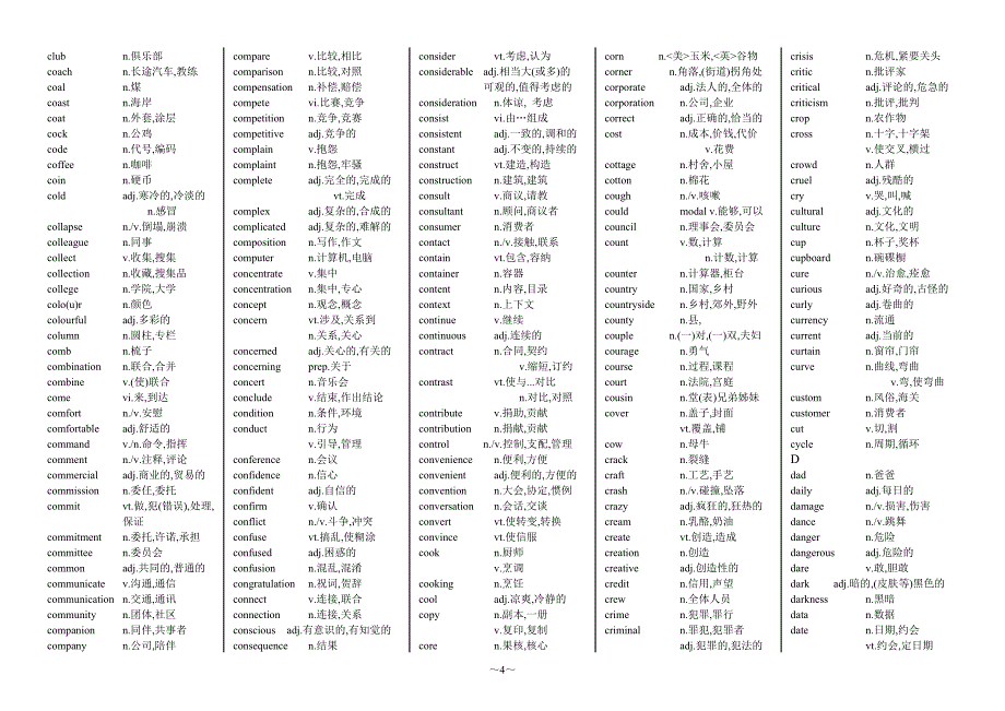 全国网络教育公共基础课大学英语词汇表_第4页