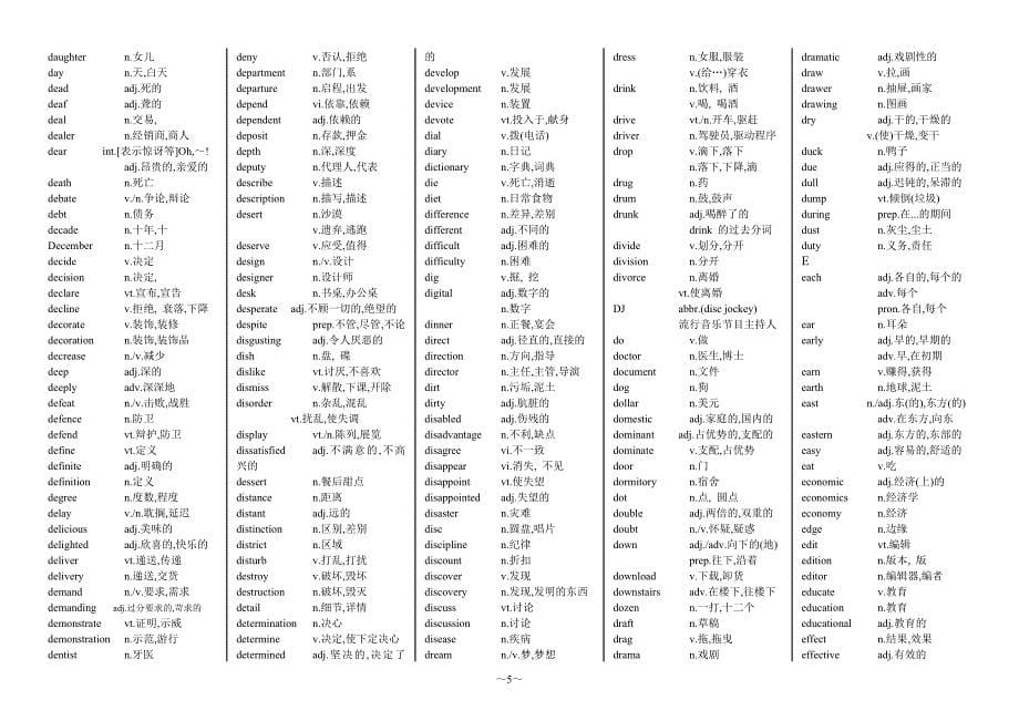 全国网络教育公共基础课大学英语词汇表_第5页