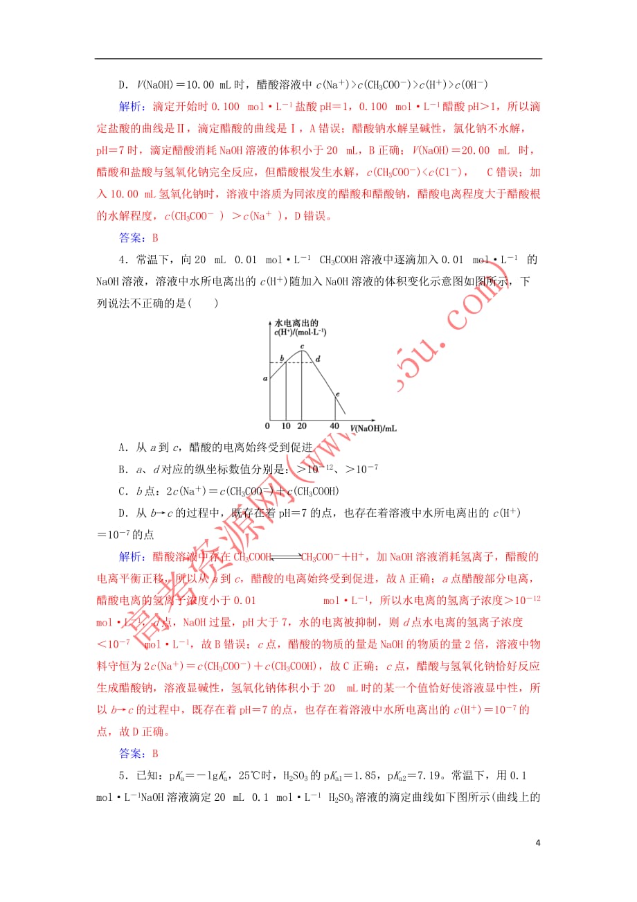 2019版高考化学一轮复习 全国卷热考微专题（17）综合考查电解质+溶液知识的图象问题学案_第4页