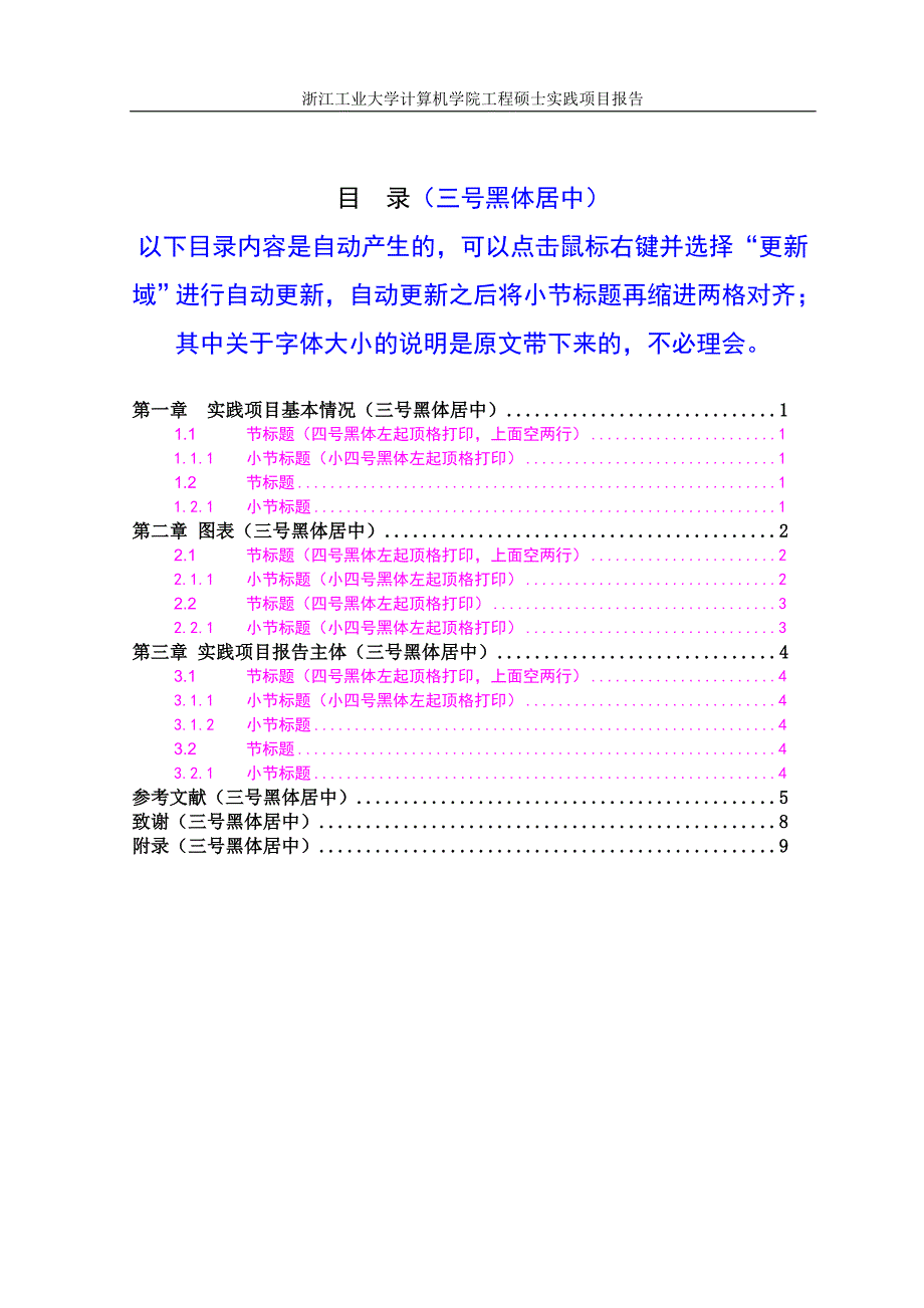 浙江工业大学计算机学院工程硕士工程实践报告格式 模板_第2页