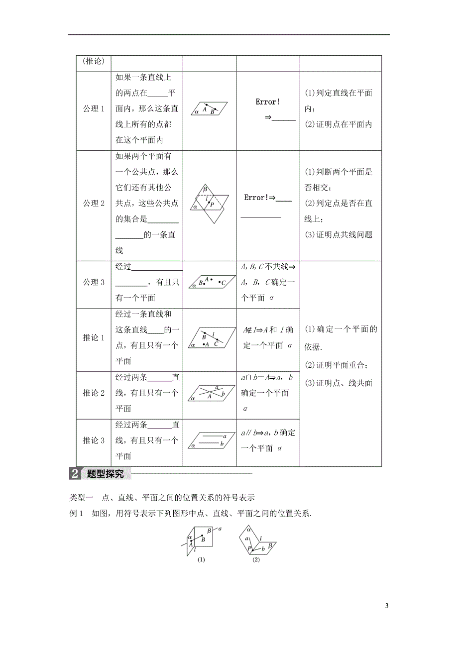 2018版高中数学第一章 立体几何初步 1.2.1 平面的基本性质学案 苏教版必修2_第3页