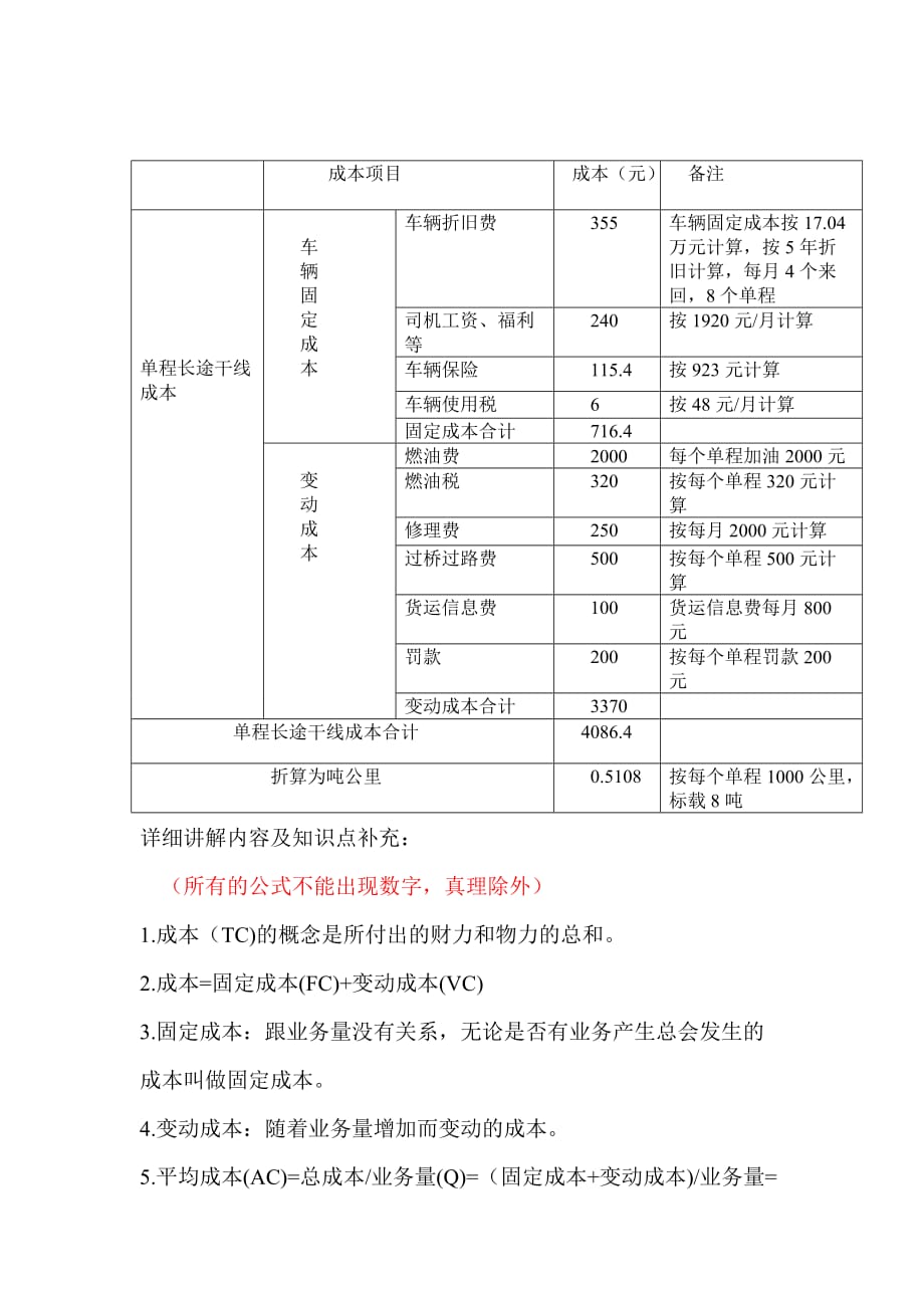 运输成本核算和运费 计算_第2页