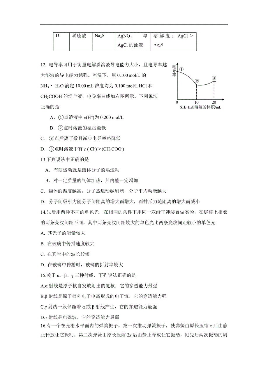 北京市顺义区2016学学年高三3月第一次统练（一模）理综试题（附答案）$6534.doc_第4页