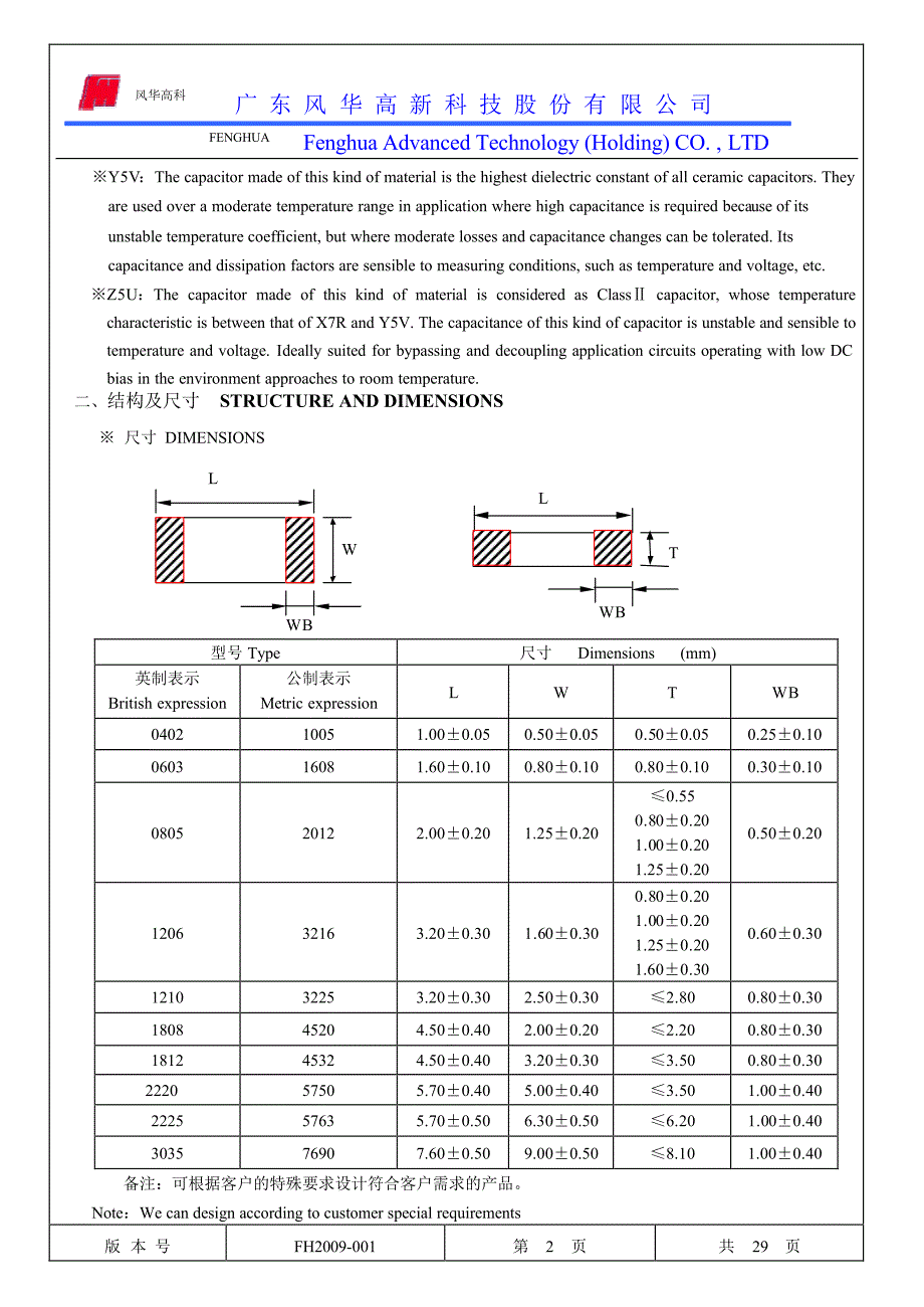 最新风华贴片电容器全系列产品承 认书_第2页