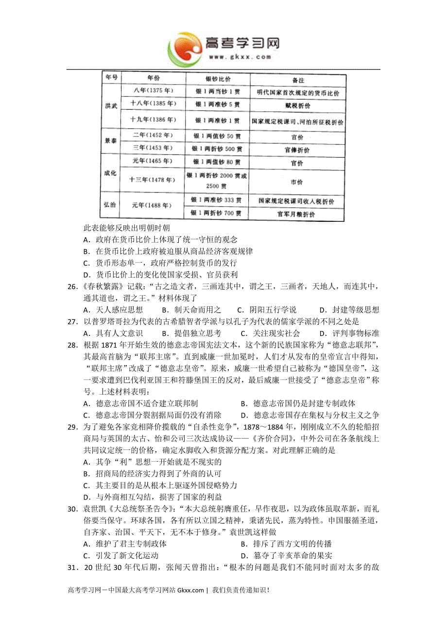 辽宁省大连市、沈阳市2012届高三第二次联合考试文综_第5页