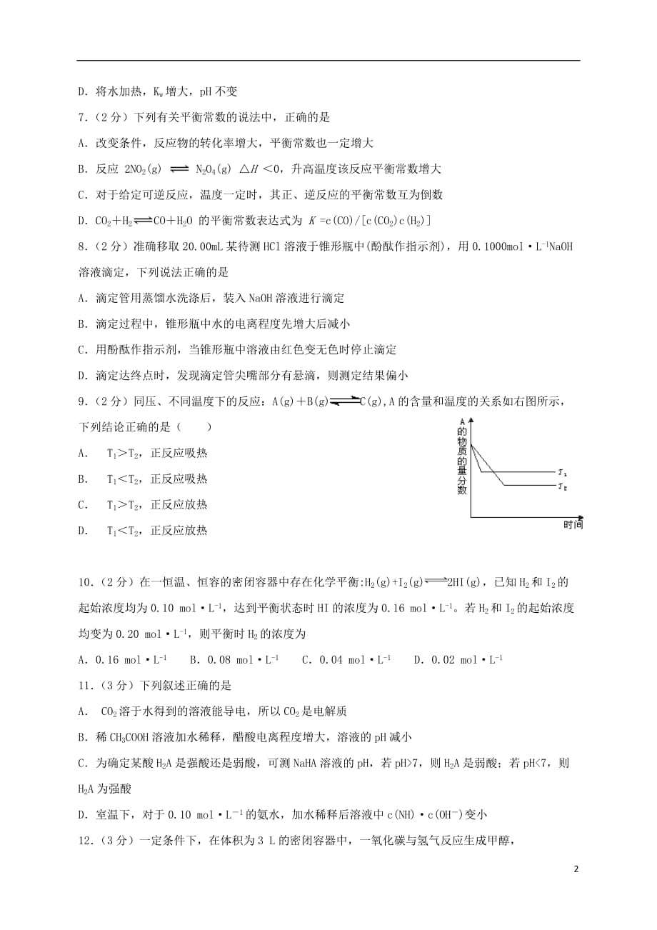 黑龙江省2019_2020学年高二化学9月月考试题_第2页