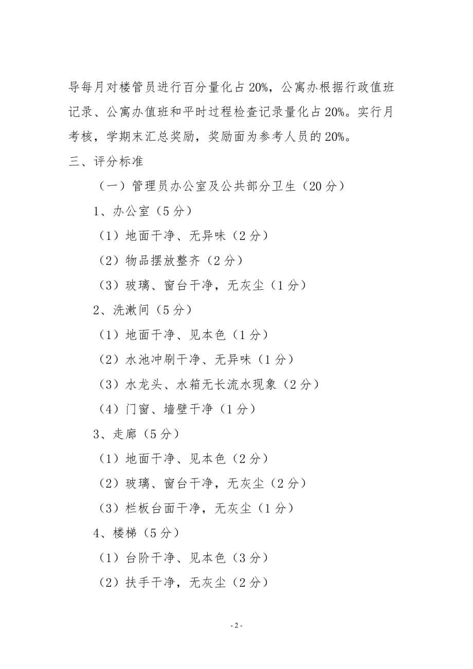 宿舍楼管理员量化考核评比实施办法_第2页