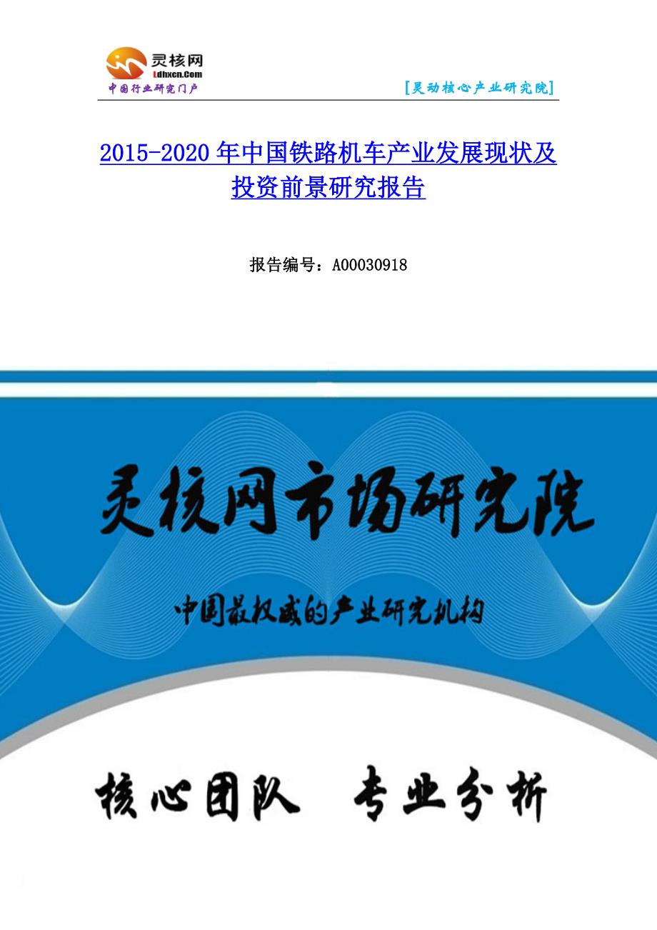 中国铁路机车行业市场分析与发展趋势研究报告-灵核网_第1页