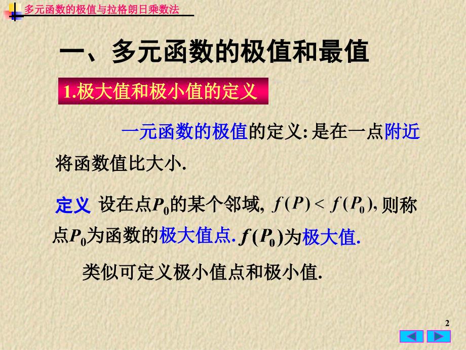 多元函数的极值与拉格朗日乘法讲解_第2页