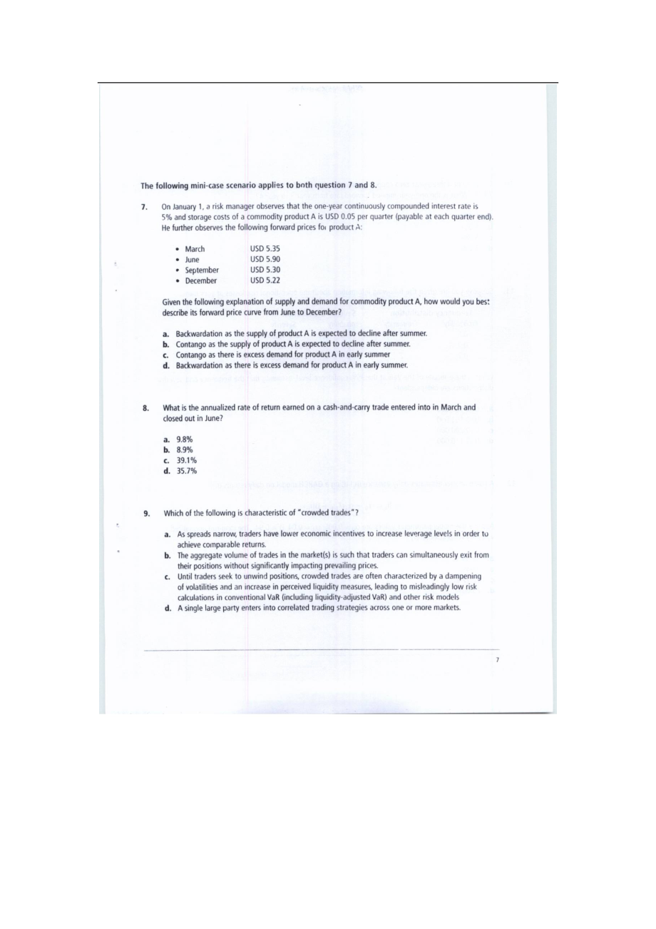 FRM历年真题集 含答案 Exam2通关必备_第4页