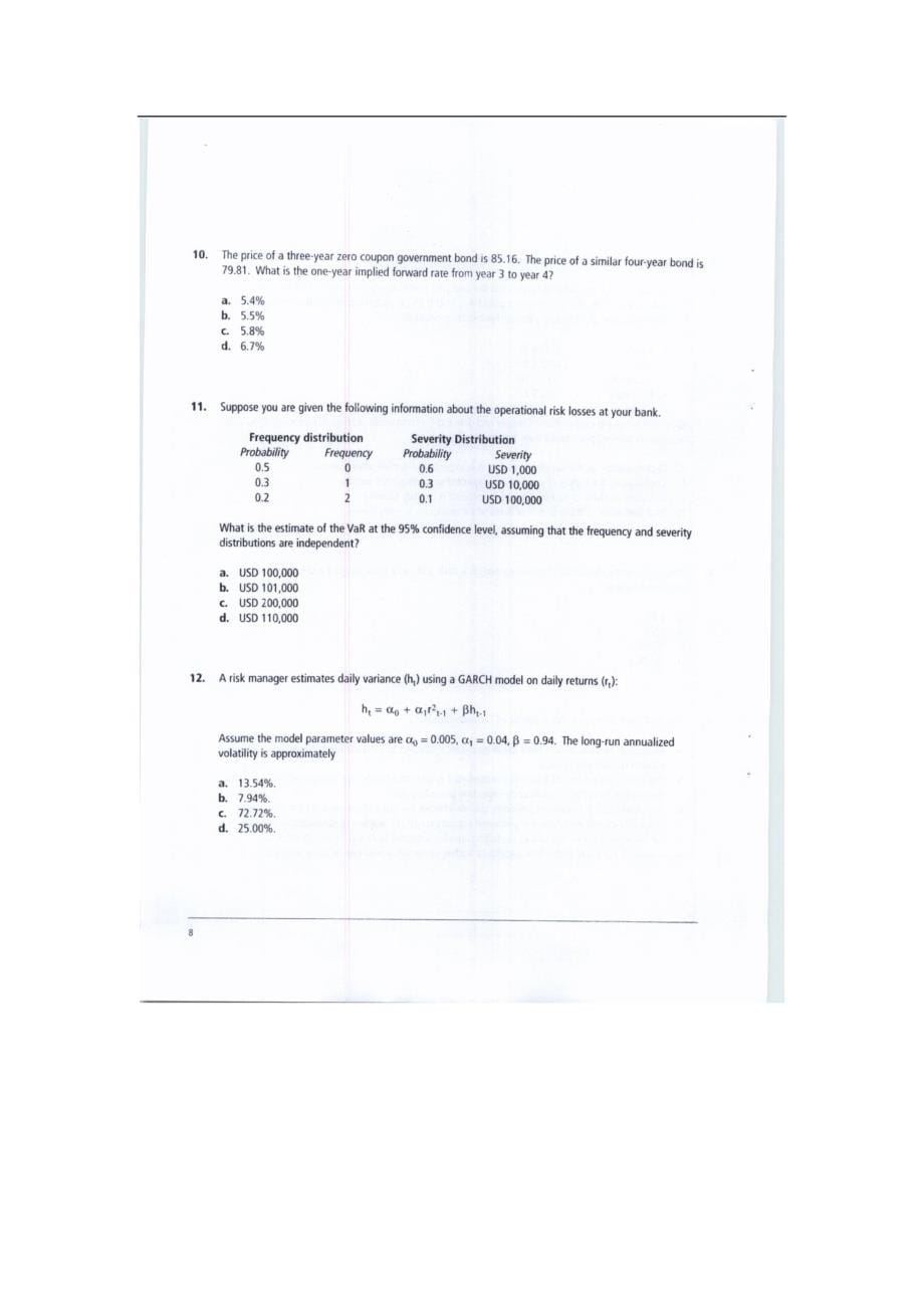 FRM历年真题集 含答案 Exam2通关必备_第5页