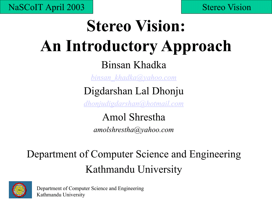 Stereo Vision An Introductory Approach立体视觉的入门的方法_第1页