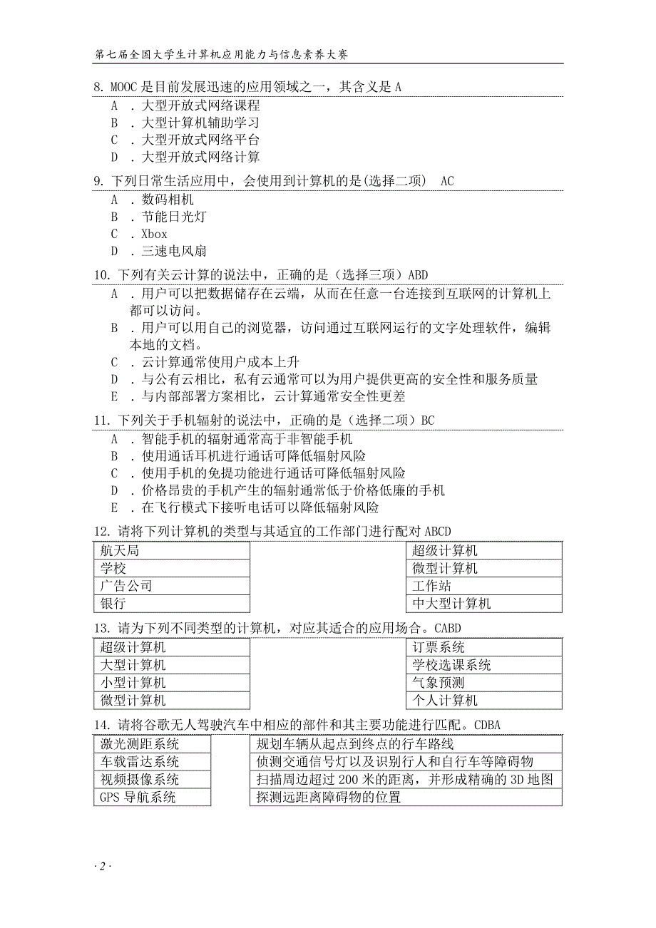 信息化素养大赛校园赛模拟题ICT含答案资料_第2页