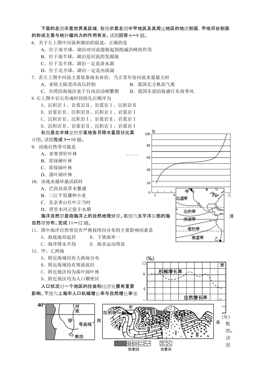 江苏省上冈高级中学2015—2016学年度第一次阶段考试地理试题._第2页