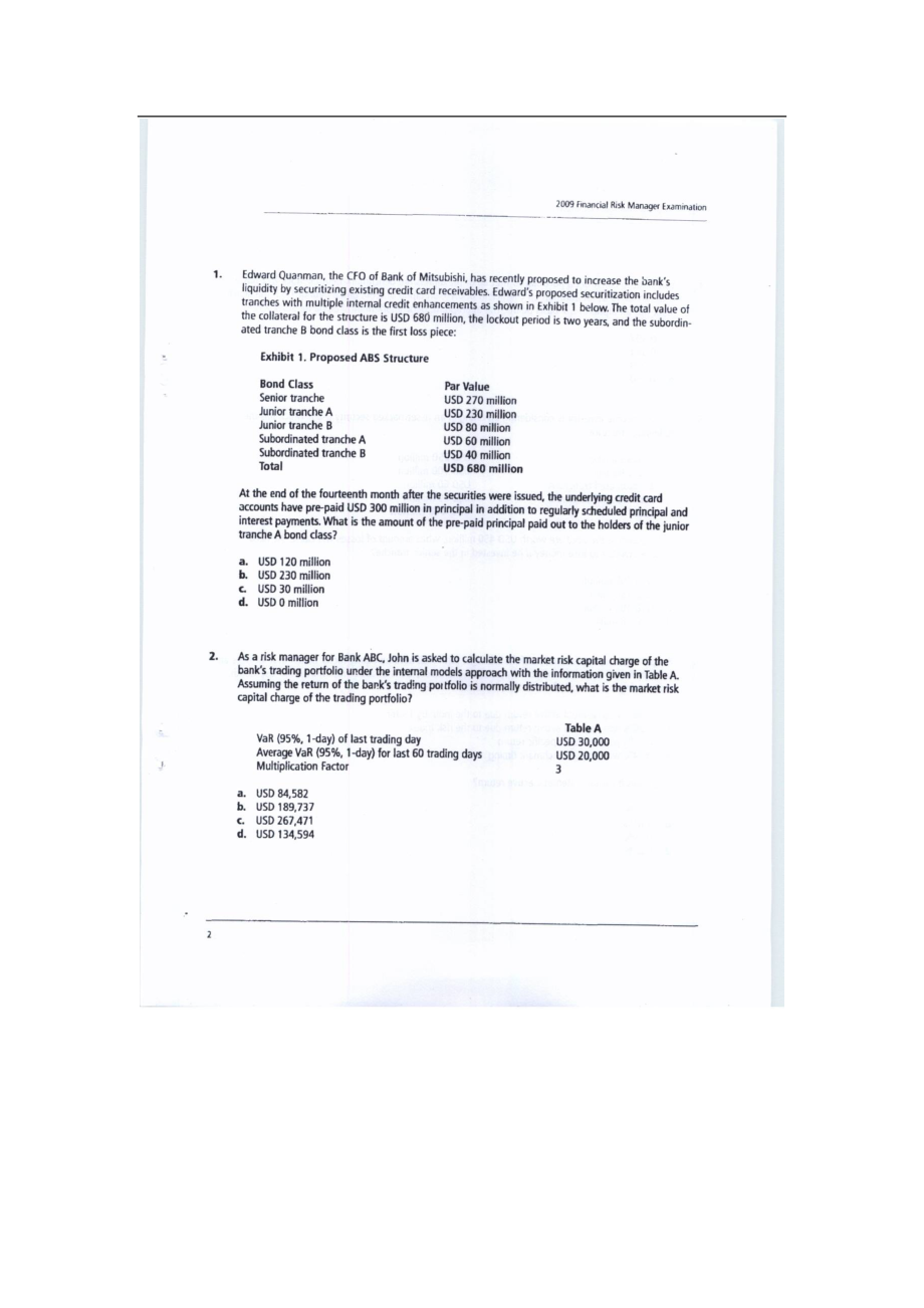 FRM历年真题集 含答案 Exam4_第2页
