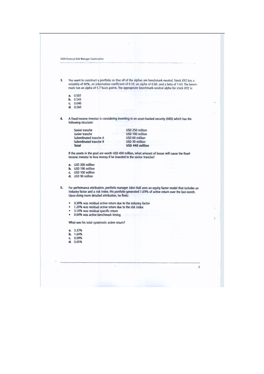 FRM历年真题集 含答案 Exam4_第3页